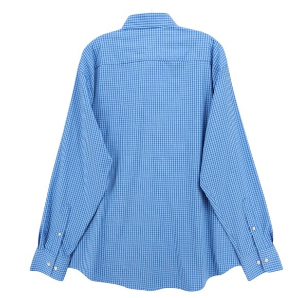 Peter Millar Summer Comfort Blue Gingham Check Nylon Blend L/S Casual Shirt XL - Picture 4 of 8